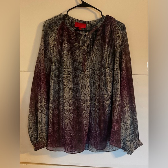 Jennifer Lopez Tops - Jennifer Lopez Burgundy and Gray Snake Print Blouse